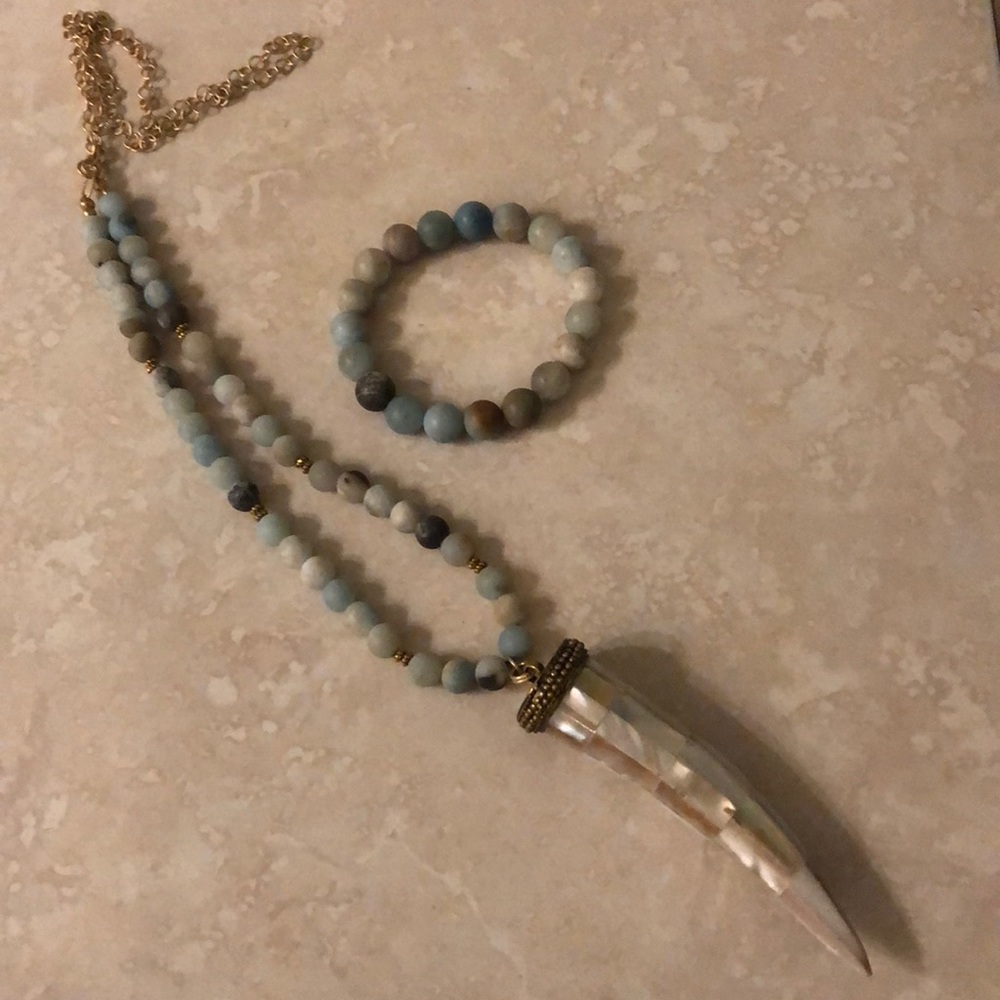 Stine & horn necklace and Bracelet set